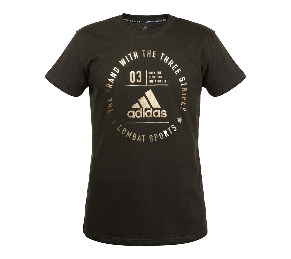 Футболка The Brand With The Three Stripes T-Shirt Combat Sports зелено-золотая