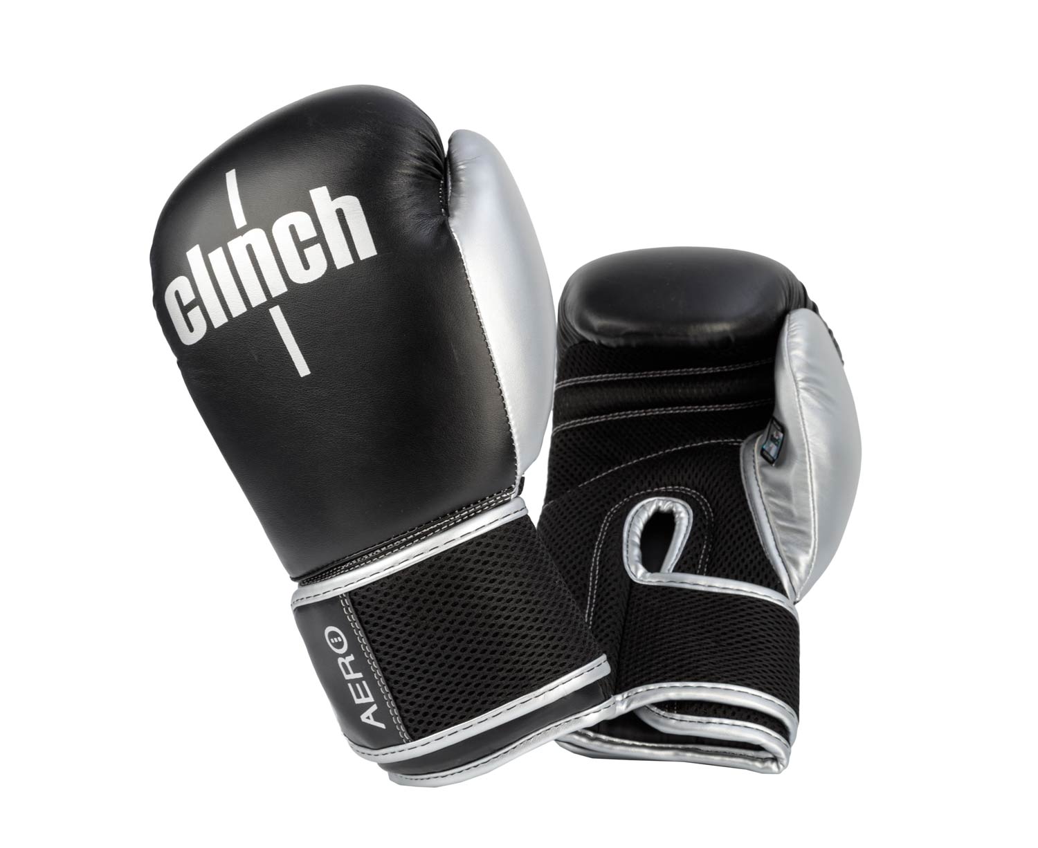 Перчатки боксерские Clinch Aero 2.0 черно-серебристые