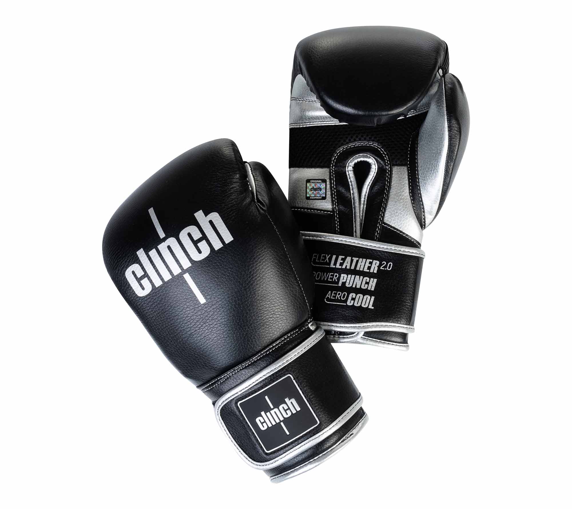 Перчатки боксерские Clinch Punch 2.0 черно-серебристые