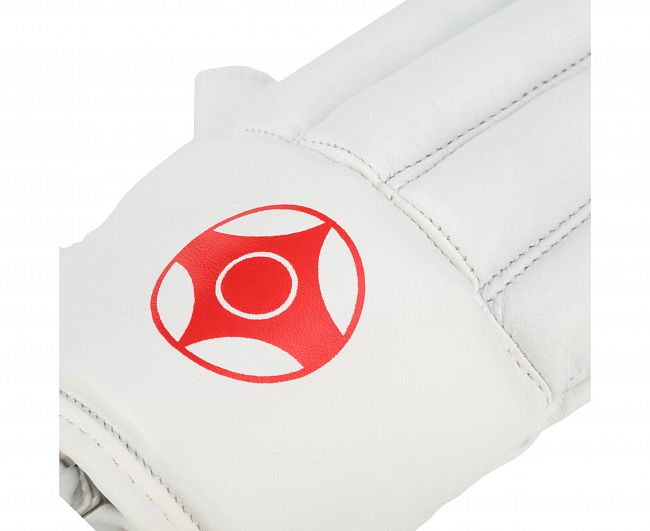 Перчатки снарядные (Шингарты) Clinch Bag Gloves Cut Finger Kyokushinkai белые фото 7
