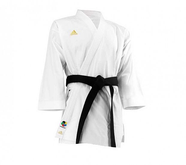 Кимоно для карате Taikyoku Hybrid Cut WKF белое с золотым логотипом фото 2