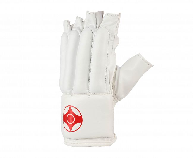Перчатки снарядные (Шингарты) Clinch Bag Gloves Cut Finger Kyokushinkai белые фото 3