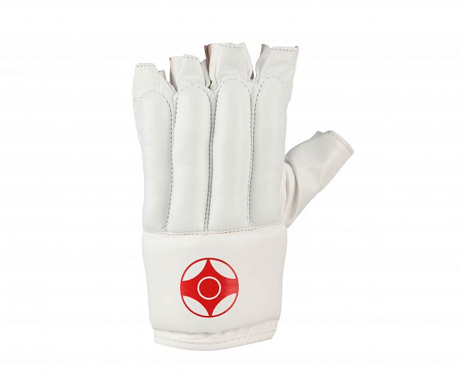 Перчатки снарядные (Шингарты) Clinch Bag Gloves Cut Finger Kyokushinkai белые фото 2
