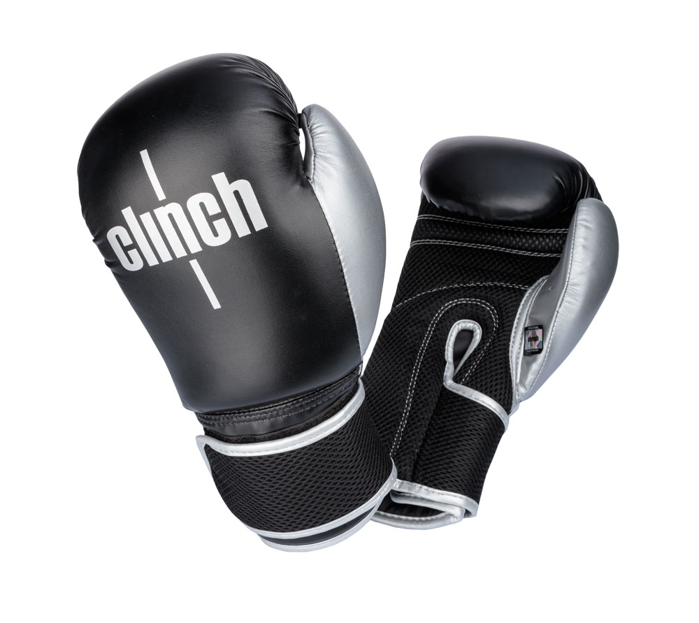 Перчатки боксерские Clinch Aero черно-серебристые