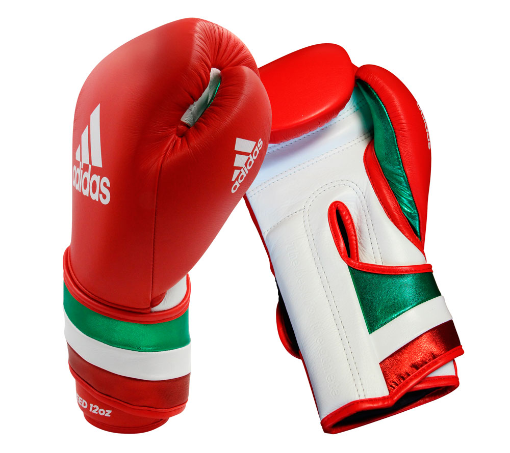 Перчатки боксерские AdiSpeed красно-бело-зеленые