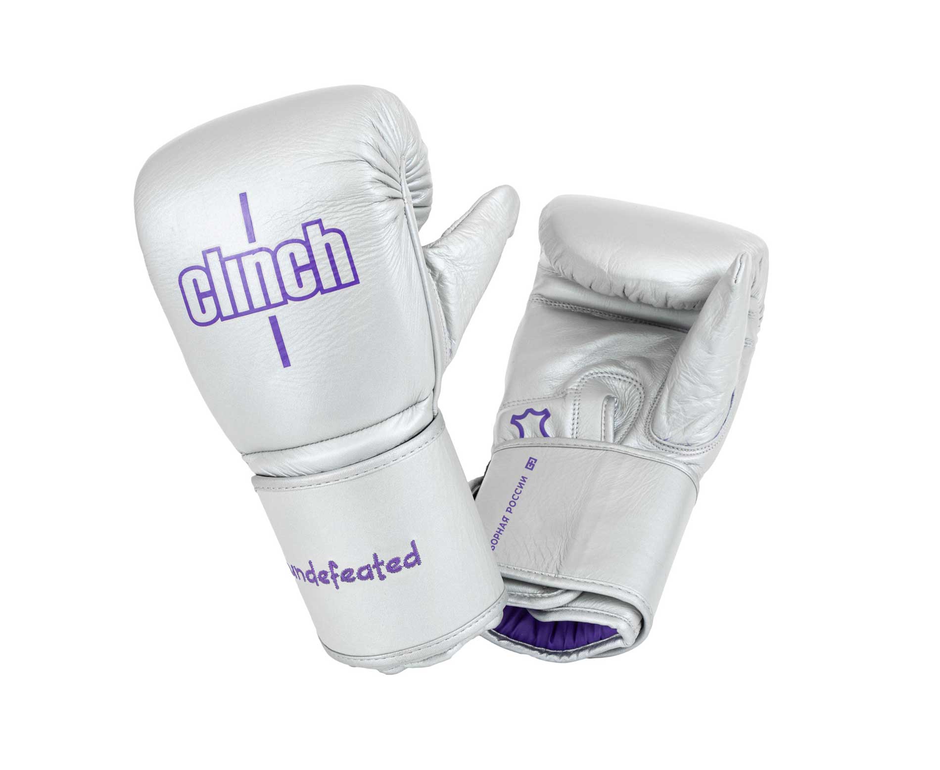 Перчатки снарядные Clinch Bag Mitts Undefeated Russian Team серебристые