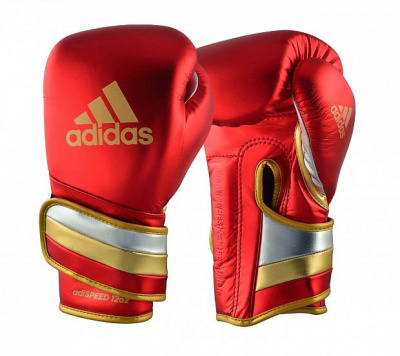 Перчатки боксерские AdiSpeed Metallic красно-золото-серебристыее