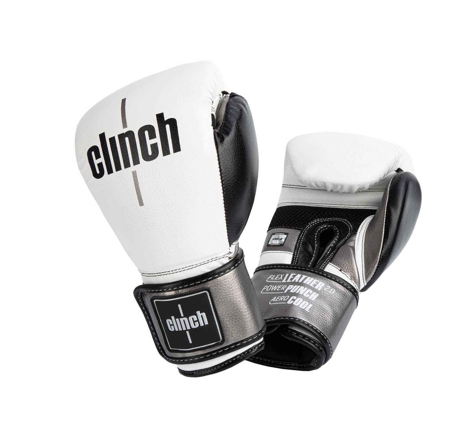Перчатки боксерские Clinch Punch 2.0 бело-черно-бронзовые