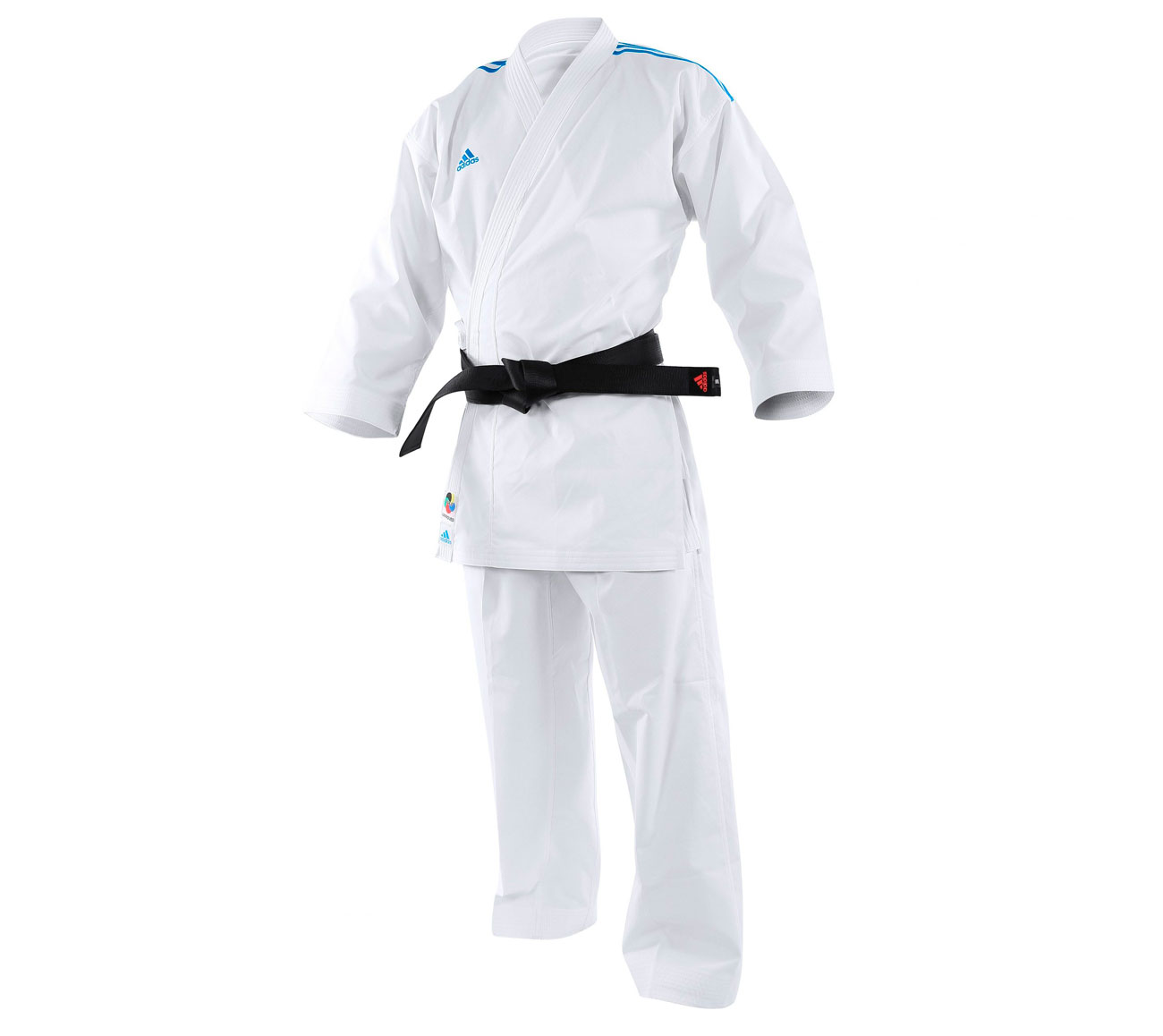 Кимоно для карате AdiLight Primegreen WKF белое с синими полосками
