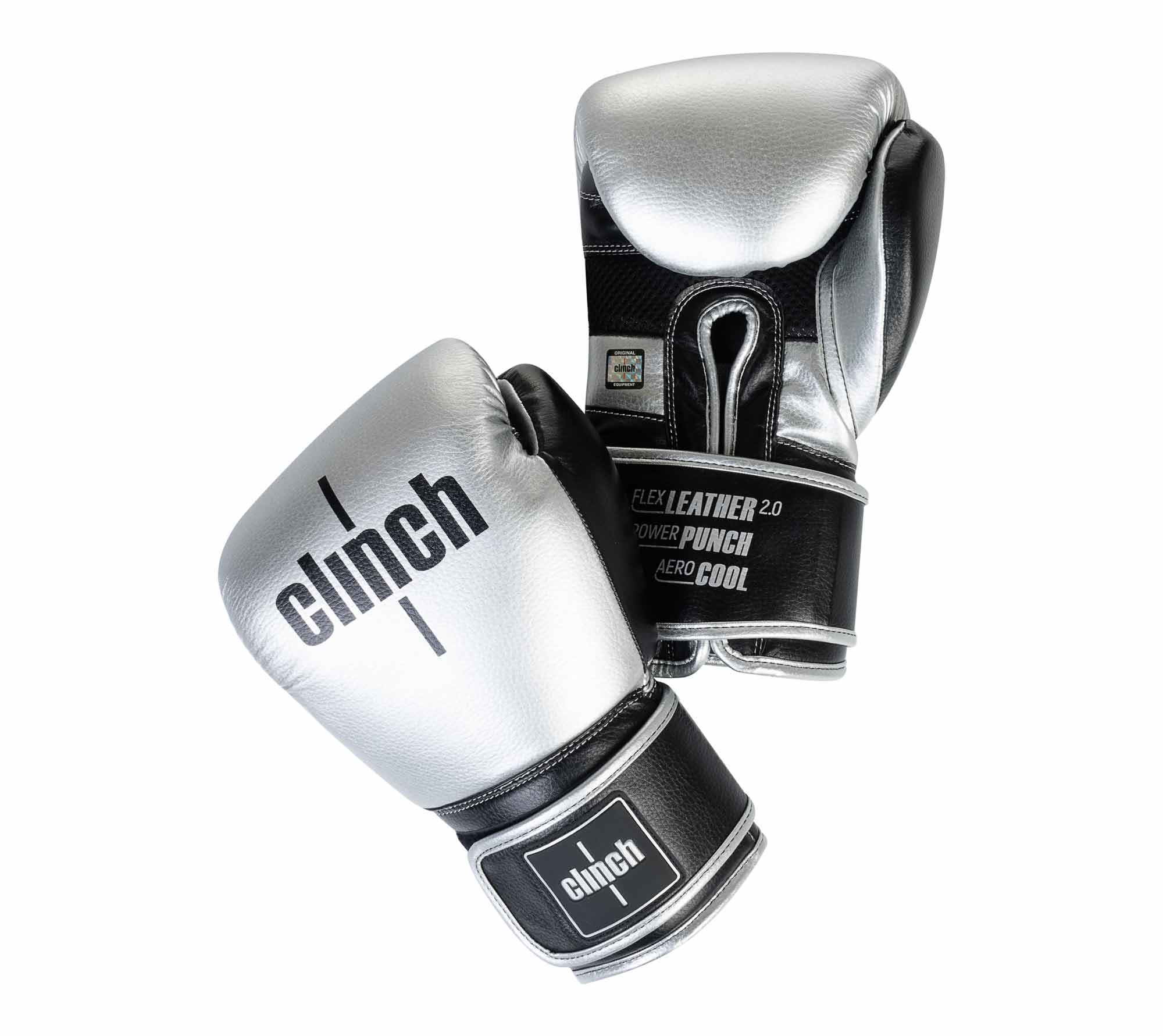 Перчатки боксерские Clinch Punch 2.0 серебристо-черные