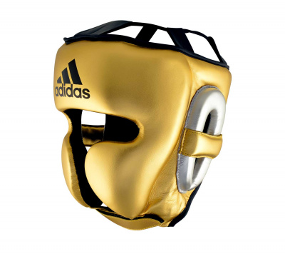 Шлем боксерский AdiStar Pro Metallic Headgear золото-серебристо-черныйе