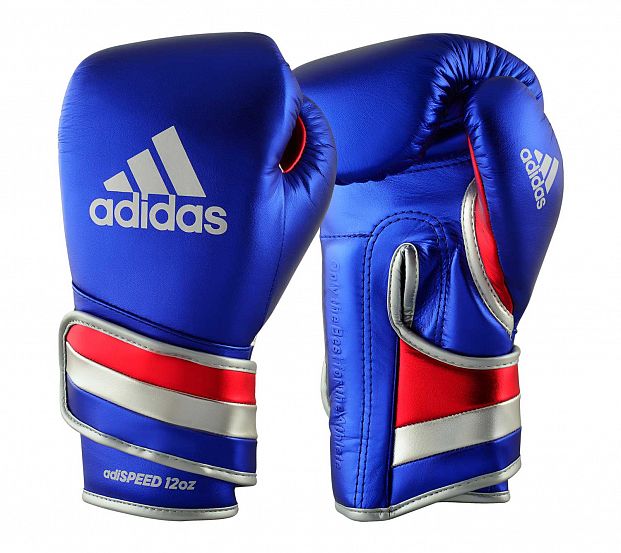 Перчатки боксерские AdiSpeed Metallic сине-красно-серебристые