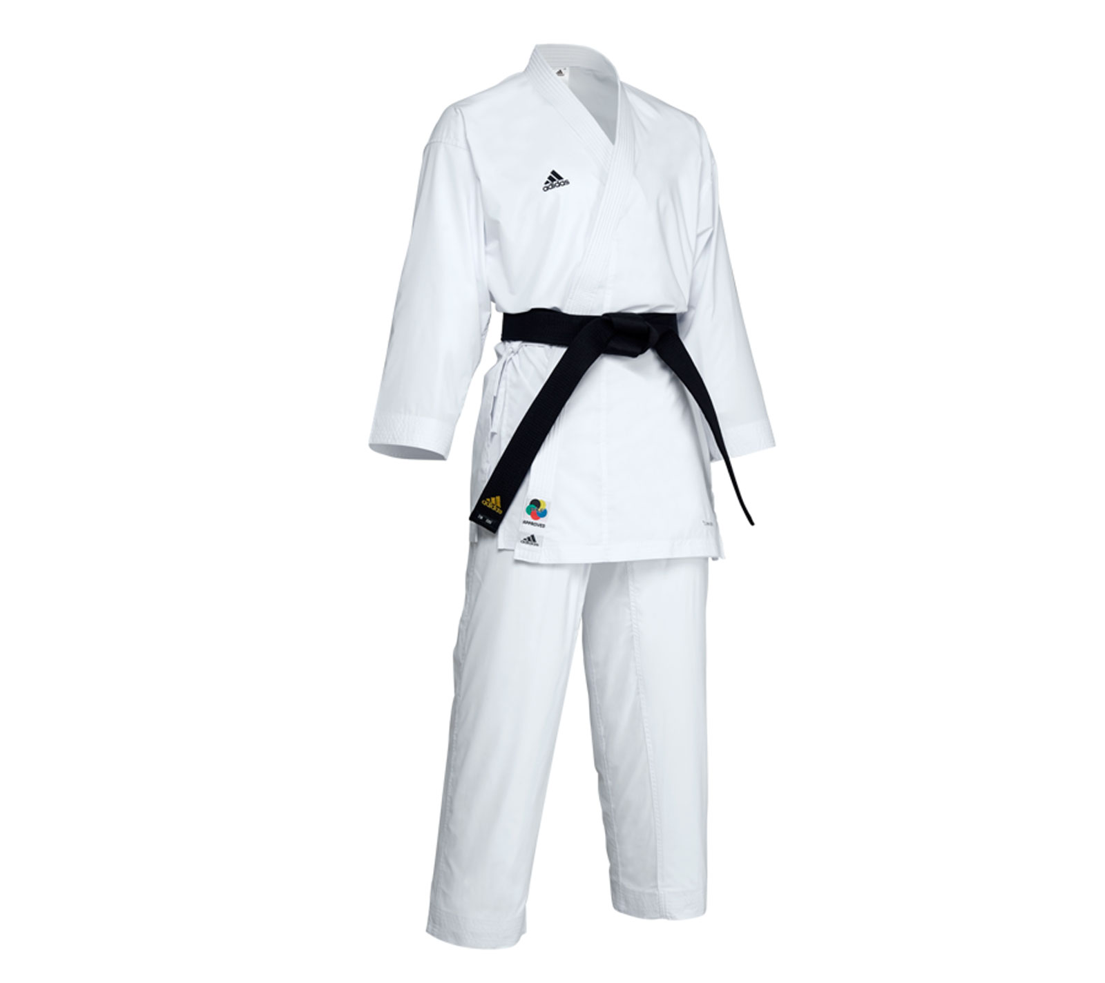 Кимоно для карате AdiLight Primegreen WKF белое с черным логотипом
