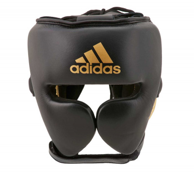 Шлем боксерский AdiStar Pro Headgear черно-золотойе