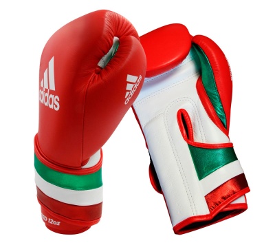 Перчатки боксерские AdiSpeed красно-бело-зеленыее