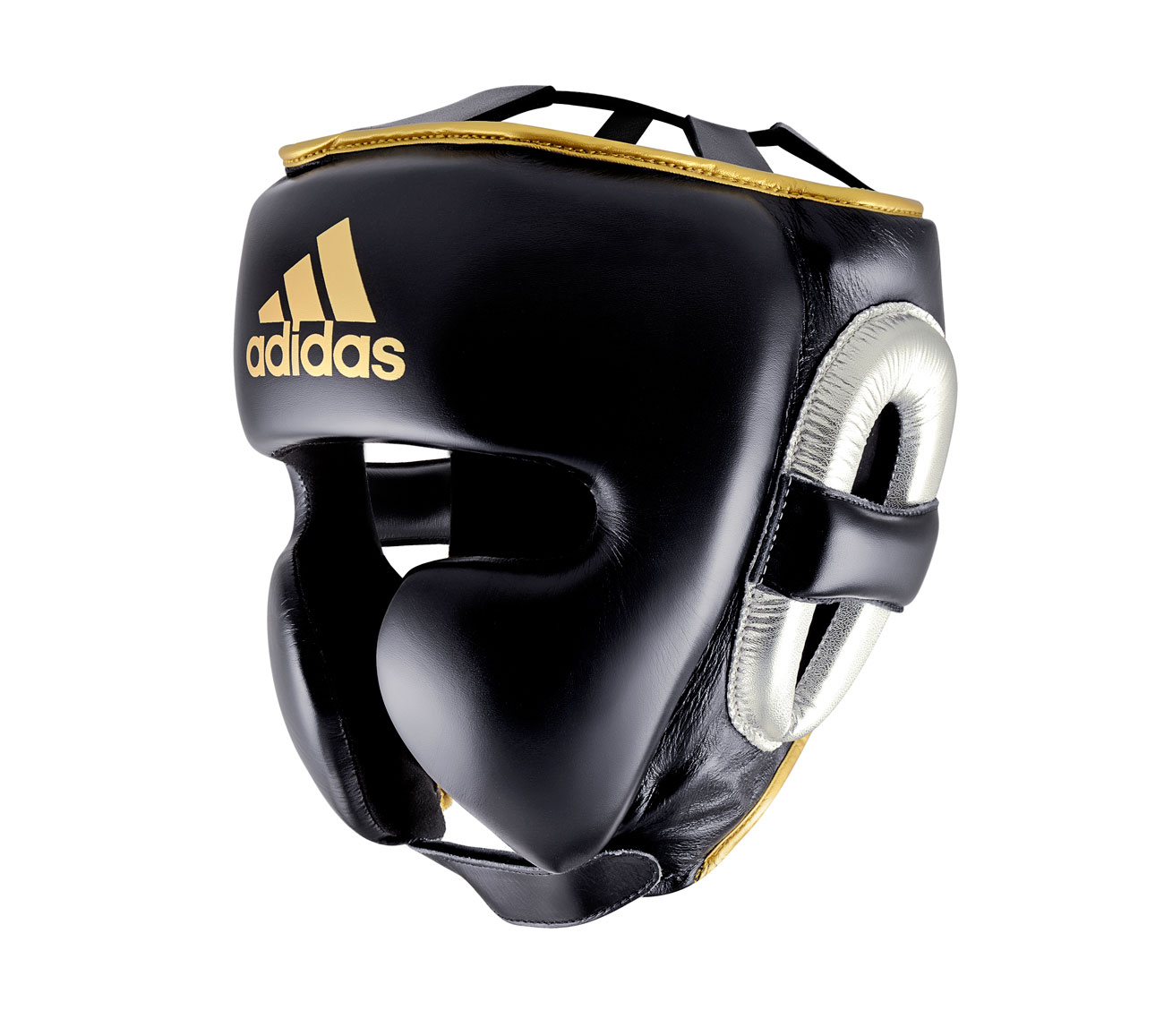 Шлем боксерский AdiStar Pro Metallic Headgear черно-серебристо-золотой