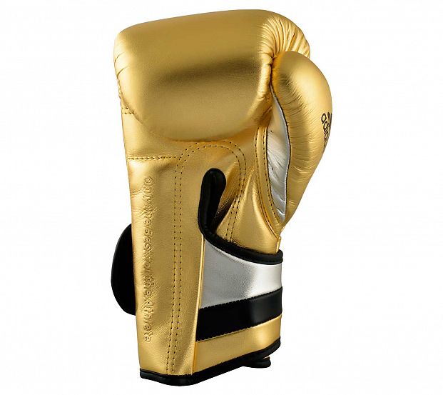 Перчатки боксерские AdiSpeed Metallic золото-серебристо-черные фото 4