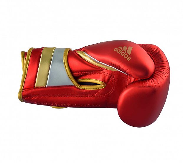 Перчатки боксерские AdiSpeed Metallic красно-золото-серебристые фото 6