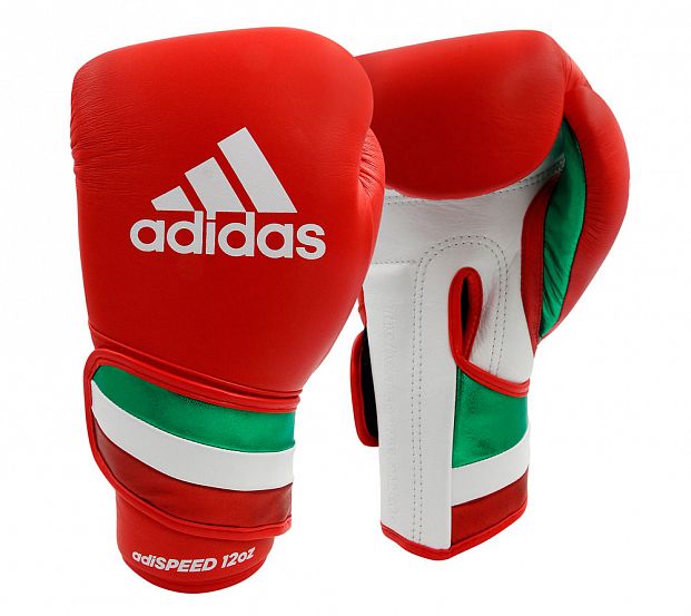 Перчатки боксерские AdiSpeed красно-бело-зеленые фото 11
