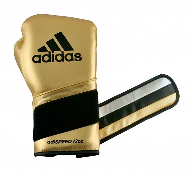 Перчатки боксерские AdiSpeed Metallic золото-серебристо-черные фото 2