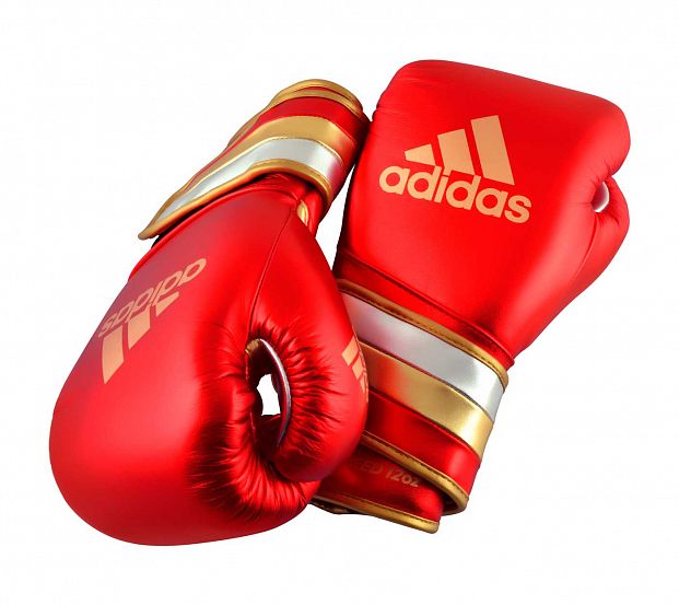 Перчатки боксерские AdiSpeed Metallic красно-золото-серебристые фото 12