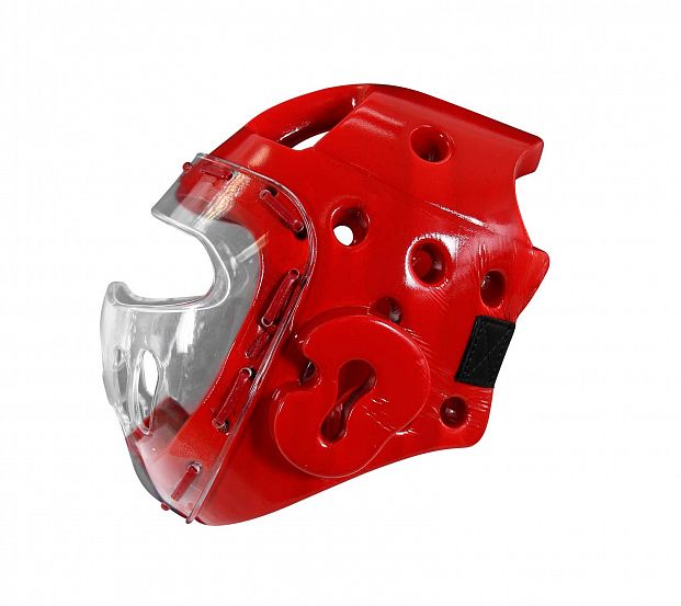 Шлем для тхэквондо с маской Head Guard Face Mask WT красный фото 9
