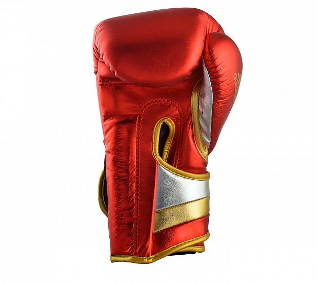 Перчатки боксерские AdiSpeed Metallic красно-золото-серебристые фото 4