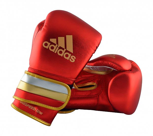 Перчатки боксерские AdiSpeed Metallic красно-золото-серебристые фото 11