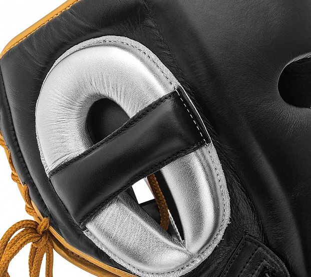 Шлем боксерский AdiStar Pro Metallic Headgear черно-серебристо-золотой фото 7