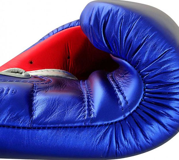 Перчатки боксерские AdiSpeed Metallic сине-красно-серебристые фото 15