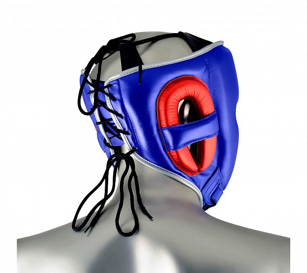 Шлем боксерский AdiStar Pro Metallic Headgear сине-красно-серебристый фото 2