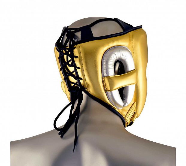 Шлем боксерский AdiStar Pro Metallic Headgear золото-серебристо-черный фото 2