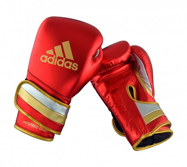 Перчатки боксерские AdiSpeed Metallic красно-золото-серебристые фото 9