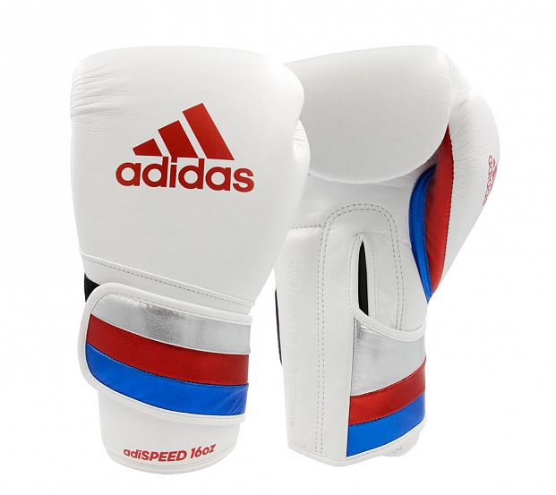 Перчатки боксерские AdiSpeed бело-сине-красные фото 13