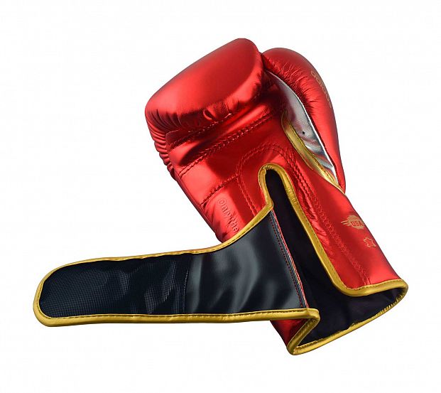 Перчатки боксерские AdiSpeed Metallic красно-золото-серебристые фото 5