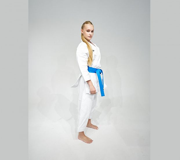 Кимоно для карате Shori Karate Uniform Kata WKF белое с черным логотипом фото 8