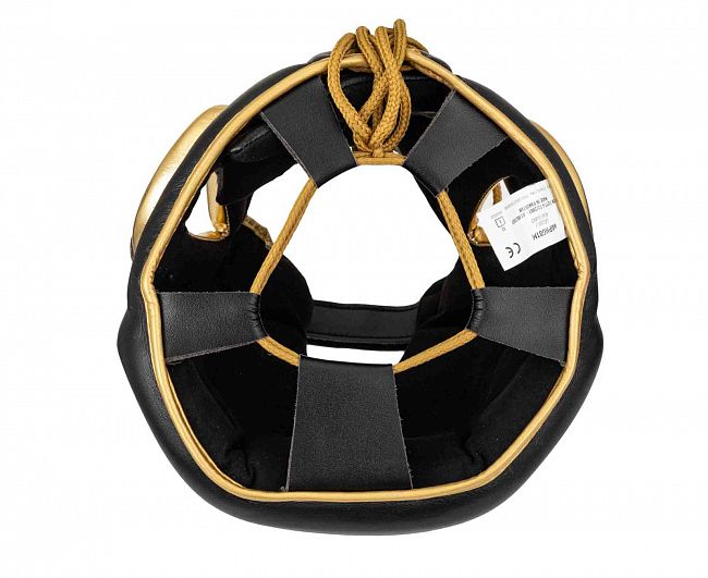 Шлем боксерский AdiStar Pro Head Gear черно-золотой фото 6