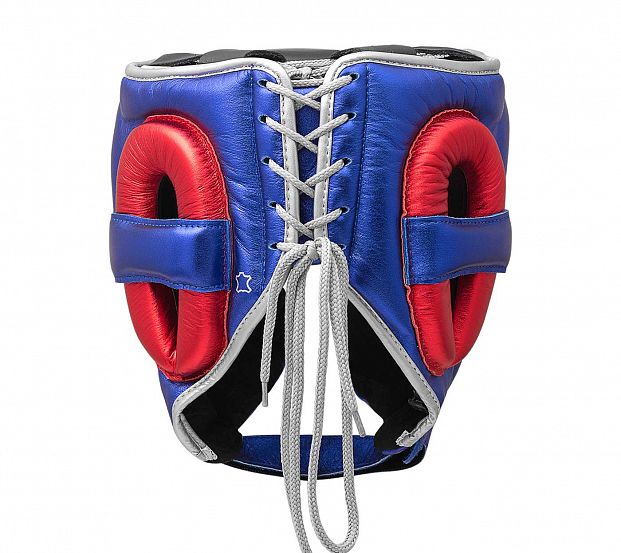 Шлем боксерский AdiStar Pro Metallic Headgear сине-красно-серебристый фото 4