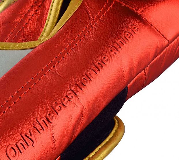 Перчатки боксерские AdiSpeed Metallic красно-золото-серебристые фото 18