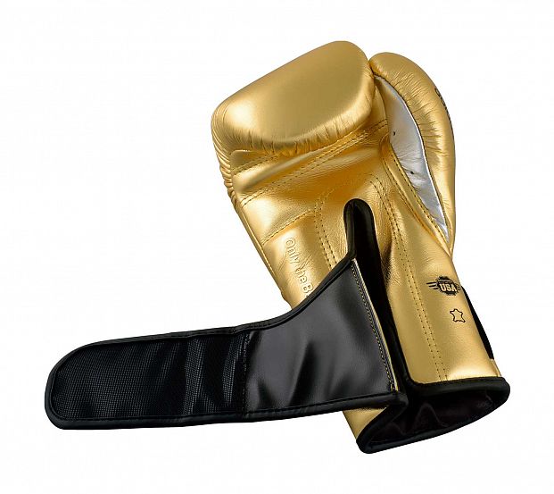 Перчатки боксерские AdiSpeed Metallic золото-серебристо-черные фото 5