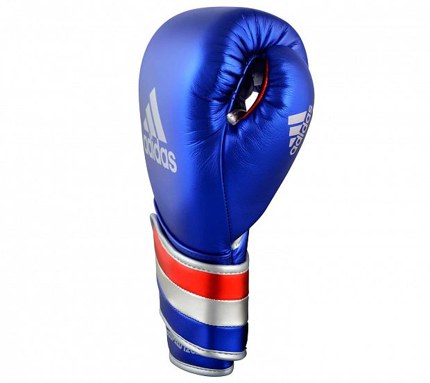 Перчатки боксерские AdiSpeed Metallic сине-красно-серебристые фото 3