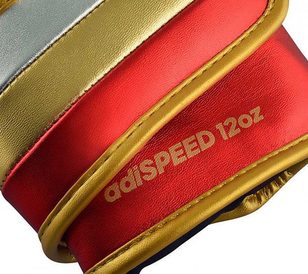Перчатки боксерские AdiSpeed Metallic красно-золото-серебристые фото 17