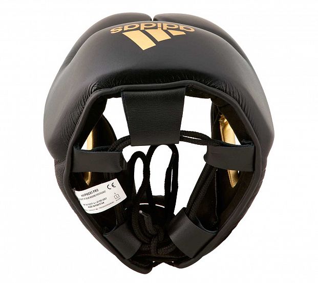 Шлем боксерский AdiStar Pro Headgear черно-золотой фото 6