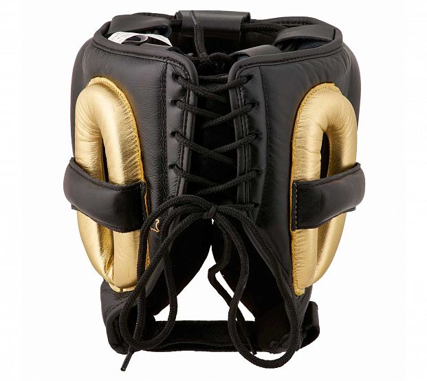 Шлем боксерский AdiStar Pro Headgear черно-золотой фото 5
