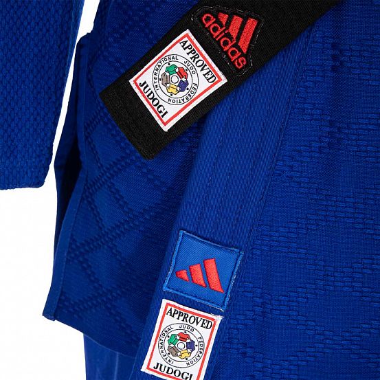 Кимоно для дзюдо Champion III IJF Slim Fit Red Logo синее с красным логотипом фото 5