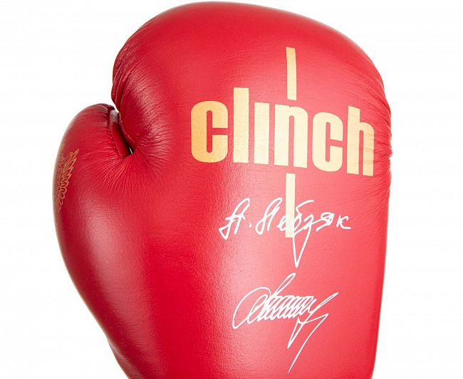 Перчатки боксерские Clinch Olimp Premium Александр Лебзяк красные фото 8