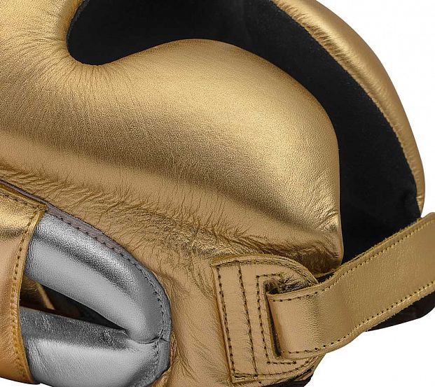 Шлем боксерский AdiStar Pro Metallic Headgear золото-серебристо-черный фото 11