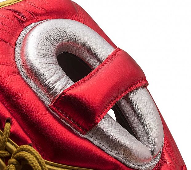 Шлем боксерский AdiStar Pro Metallic Headgear красно-серебристо-золотой фото 6