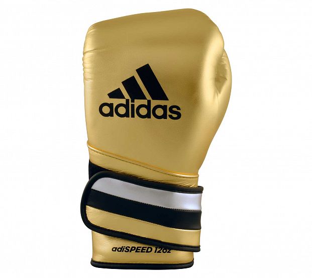 Перчатки боксерские AdiSpeed Metallic золото-серебристо-черные фото 3