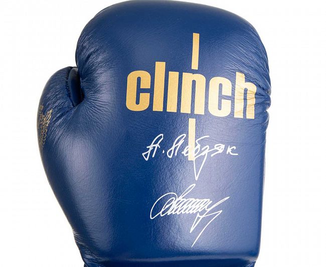 Перчатки боксерские Clinch Olimp Premium Александр Лебзяк синие фото 8